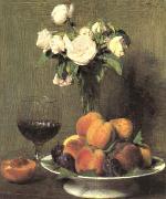 Henri Fantin-Latour Still Life with Roses and Wine  6
